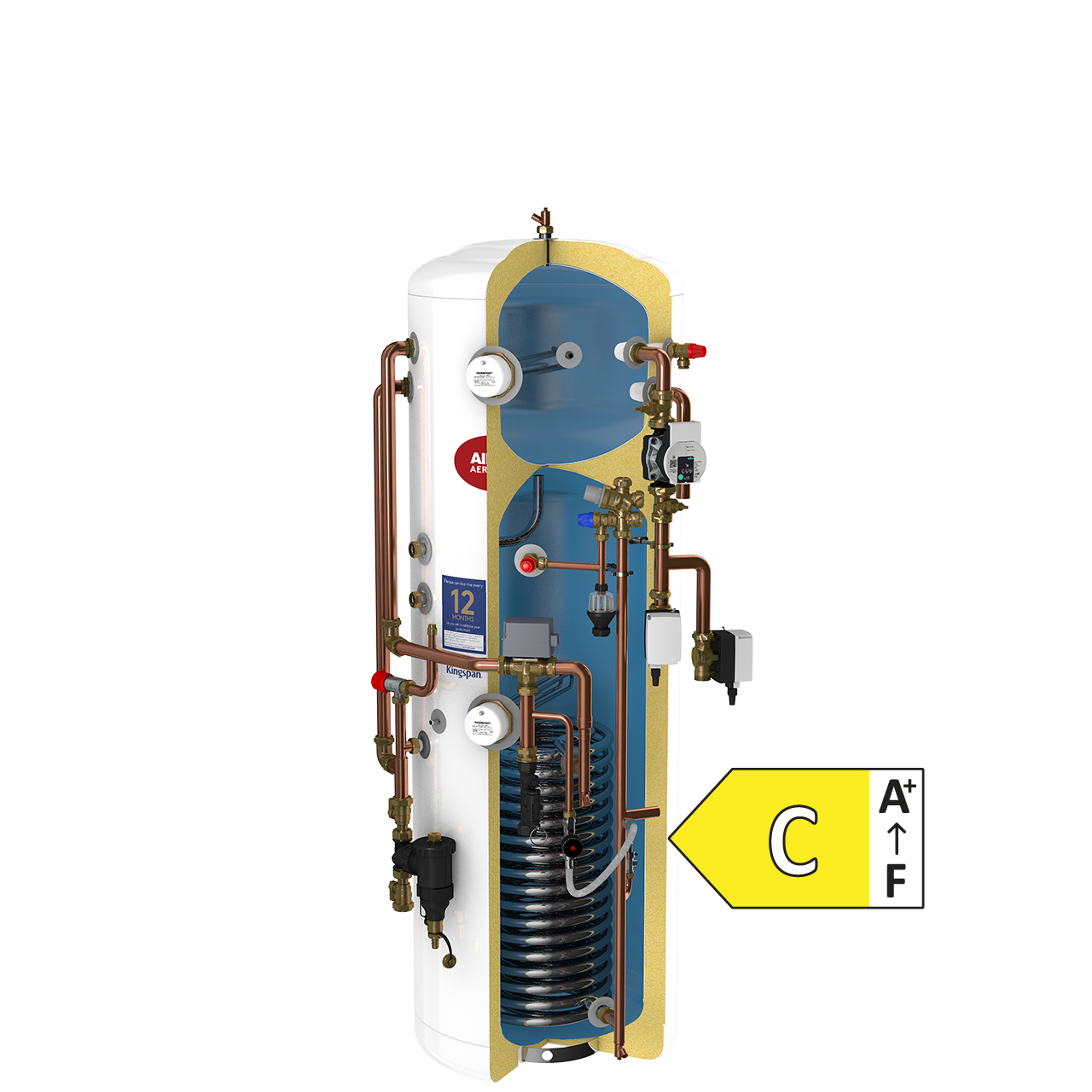 Aerocyl Heat Pump Pre Plumb Twin Zone Cylinder With Integral Buffer